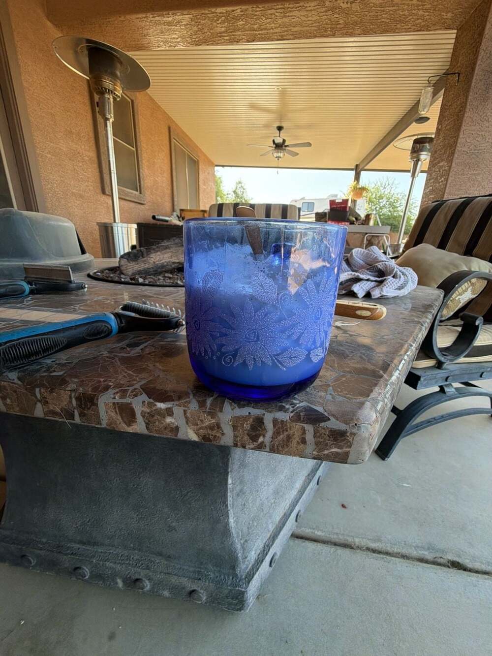 Anthropologie Capri Blue Volcano Blue Glass Jar Candle